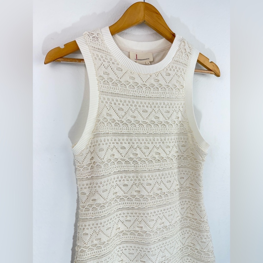 Anthropologie Textured Knit Crochet Sleeveless Mini Dress Size S - Picture 8 of 12